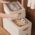 Foldable Linen Shoe Boxes Two Sizes Rack | StorageOZ