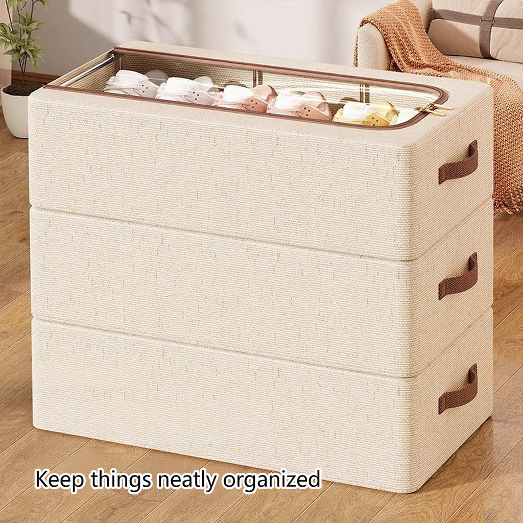 Foldable Linen Shoe Boxes Two Sizes Rack | StorageOZ