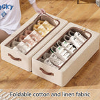 Foldable Linen Shoe Boxes Two Sizes Rack | StorageOZ