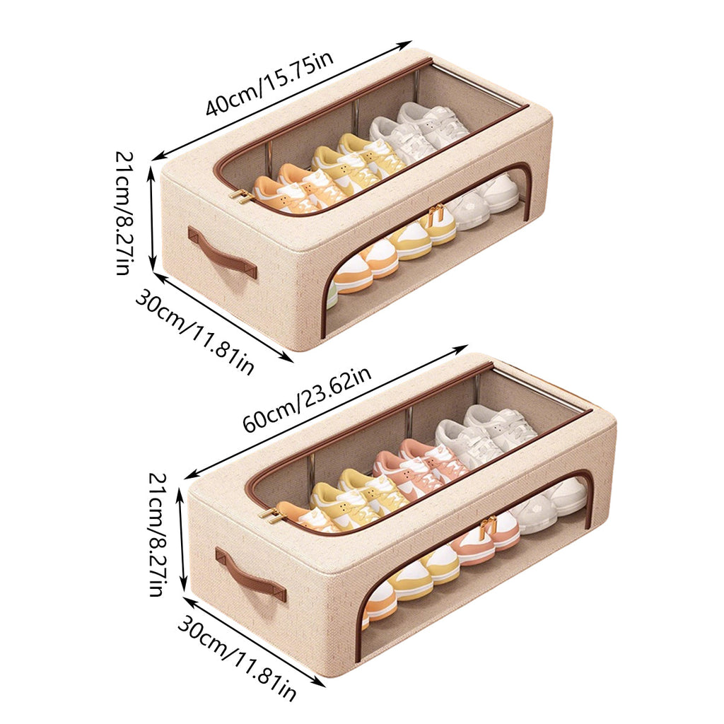 Foldable Linen Shoe Boxes Two Sizes Rack | StorageOZ