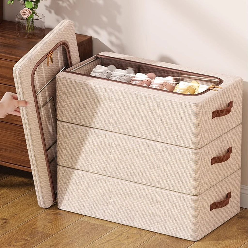 Foldable Linen Shoe Boxes Two Sizes Rack | StorageOZ