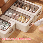 Foldable Linen Shoe Boxes Two Sizes Rack | StorageOZ