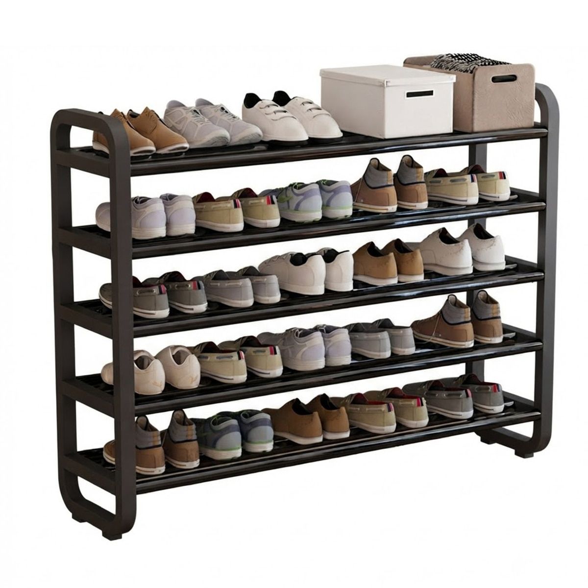 Black 5 Tier Shoe Rack Storage Organiser | StorageOZ