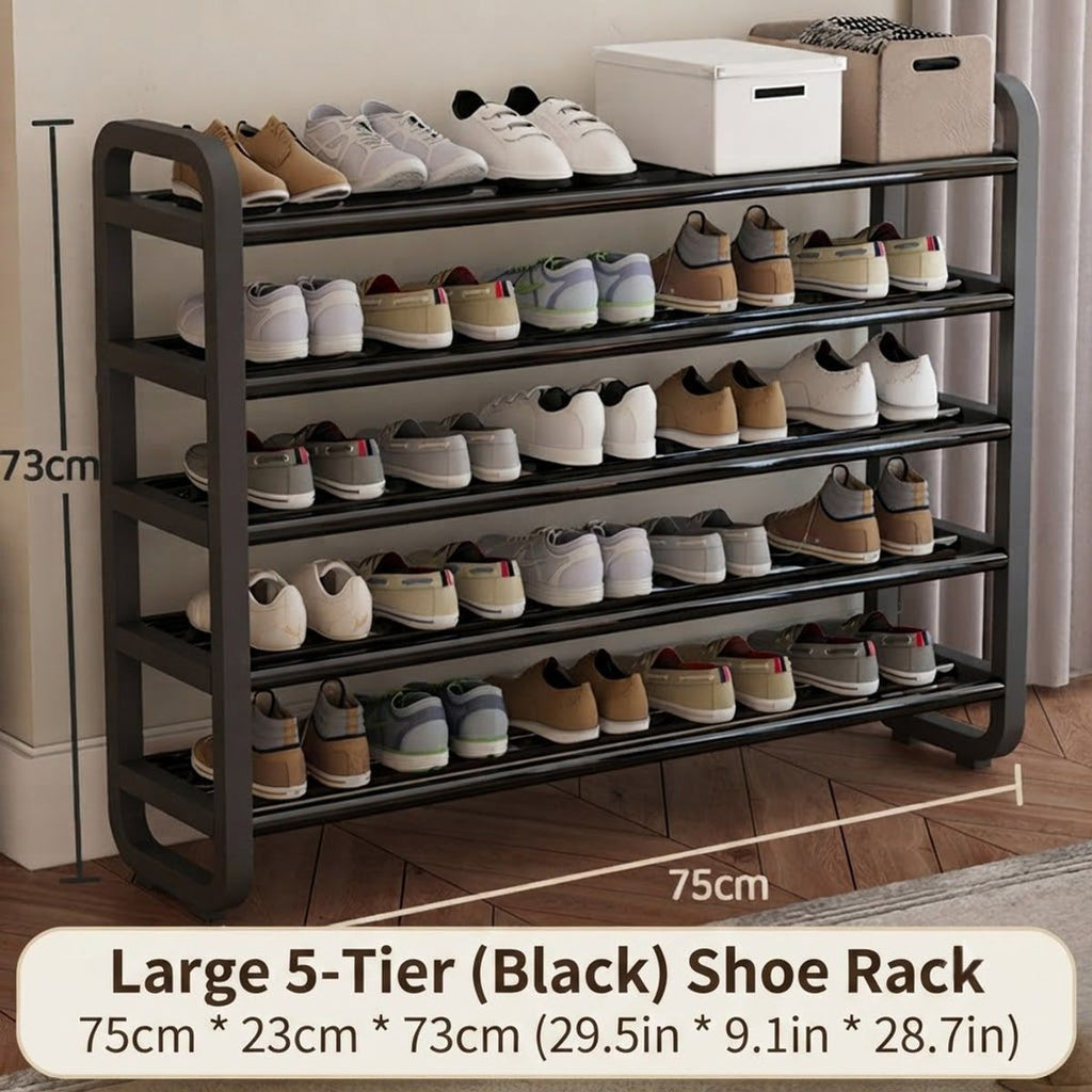Black 5 Tier Shoe Rack Storage Organiser | StorageOZ