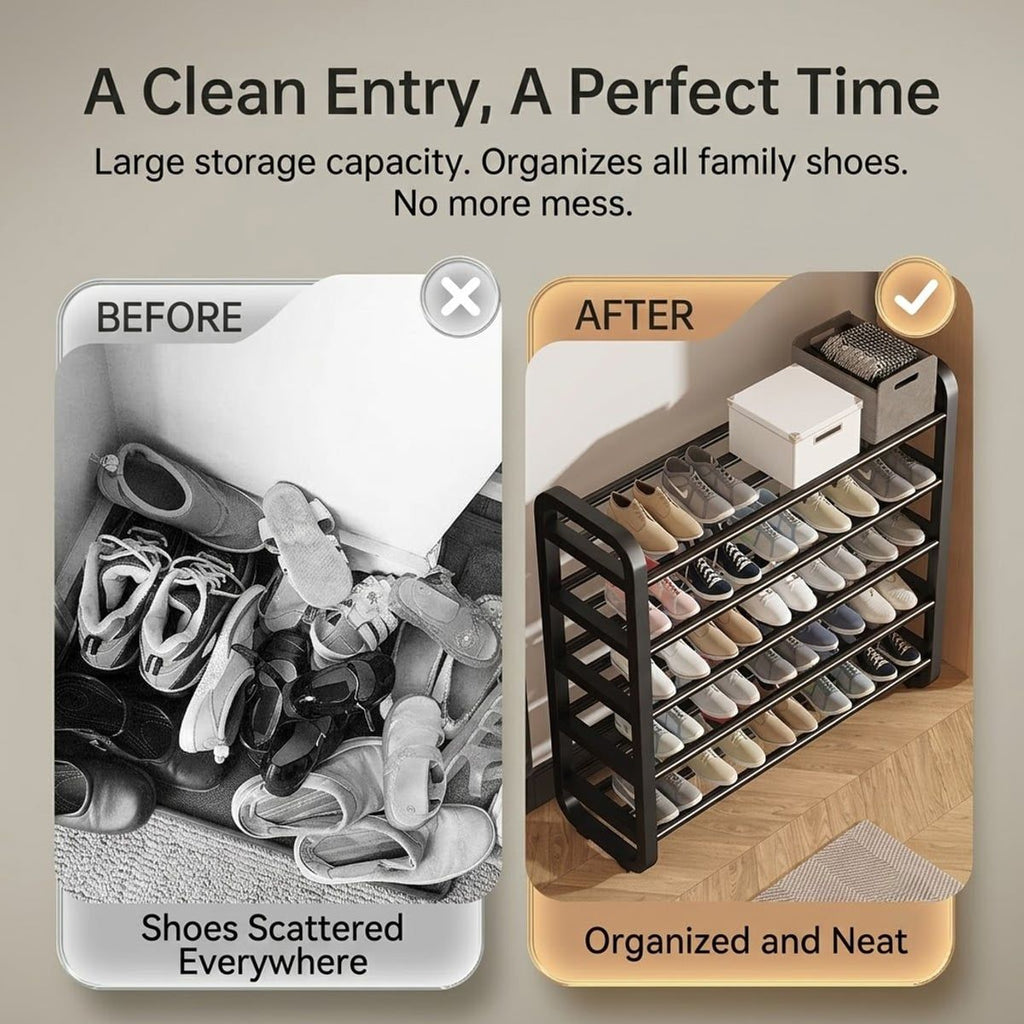 Black 5 Tier Shoe Rack Storage Organiser | StorageOZ
