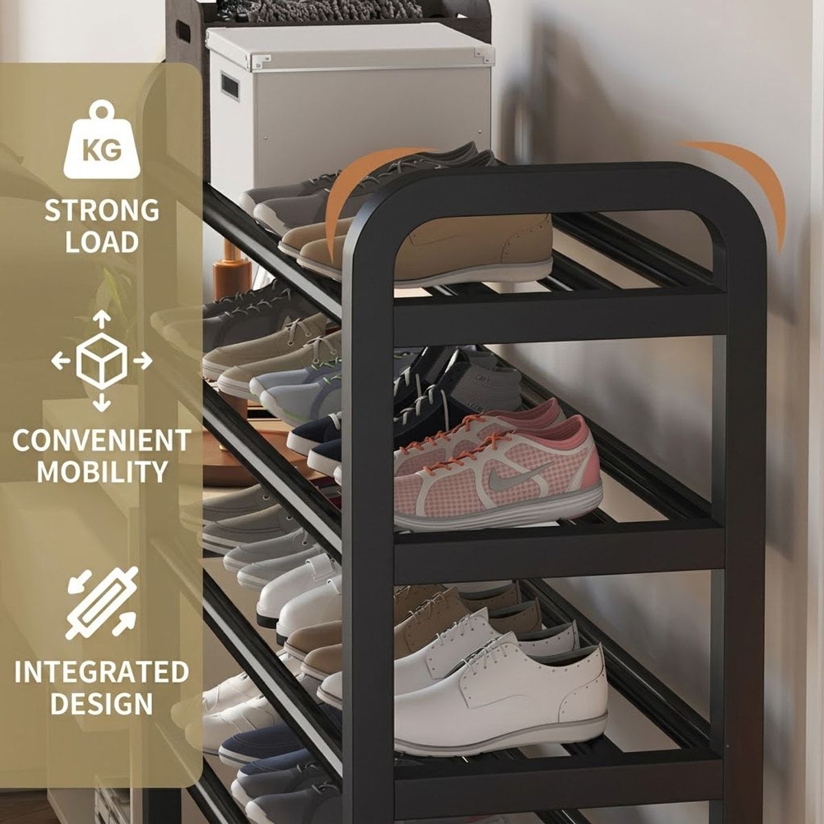 Black 5 Tier Shoe Rack Storage Organiser | StorageOZ