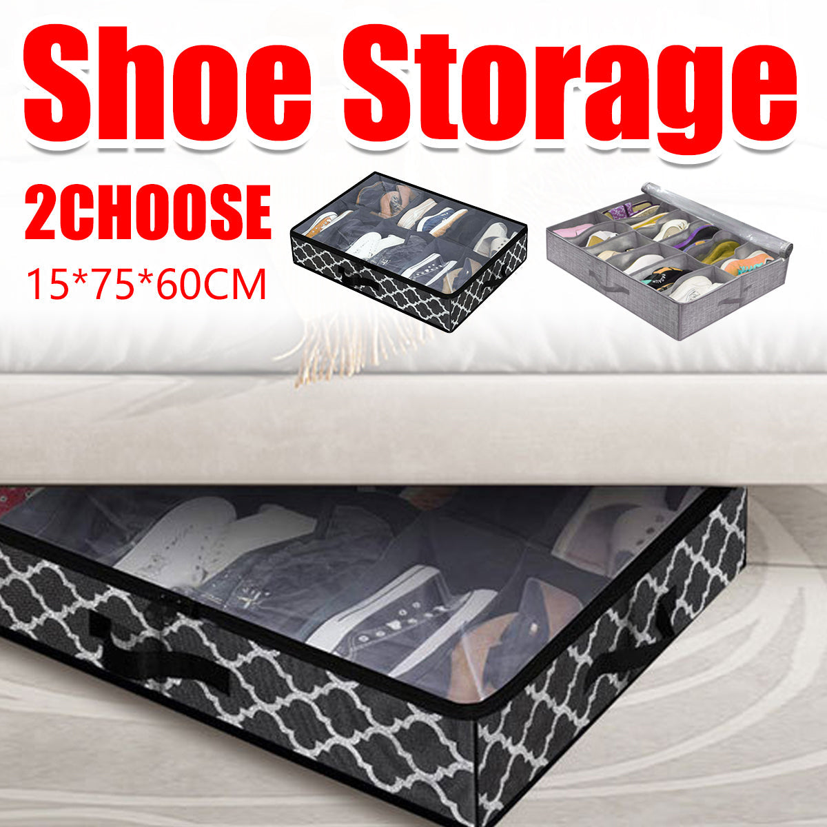Under Bed Shoe Organiser Two Prints Rack | StorageOZ
