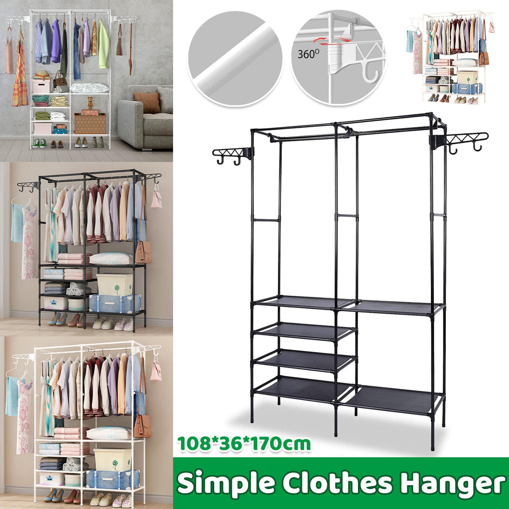 Double Row Floor Clothes Rack Two Colours | StorageOZ