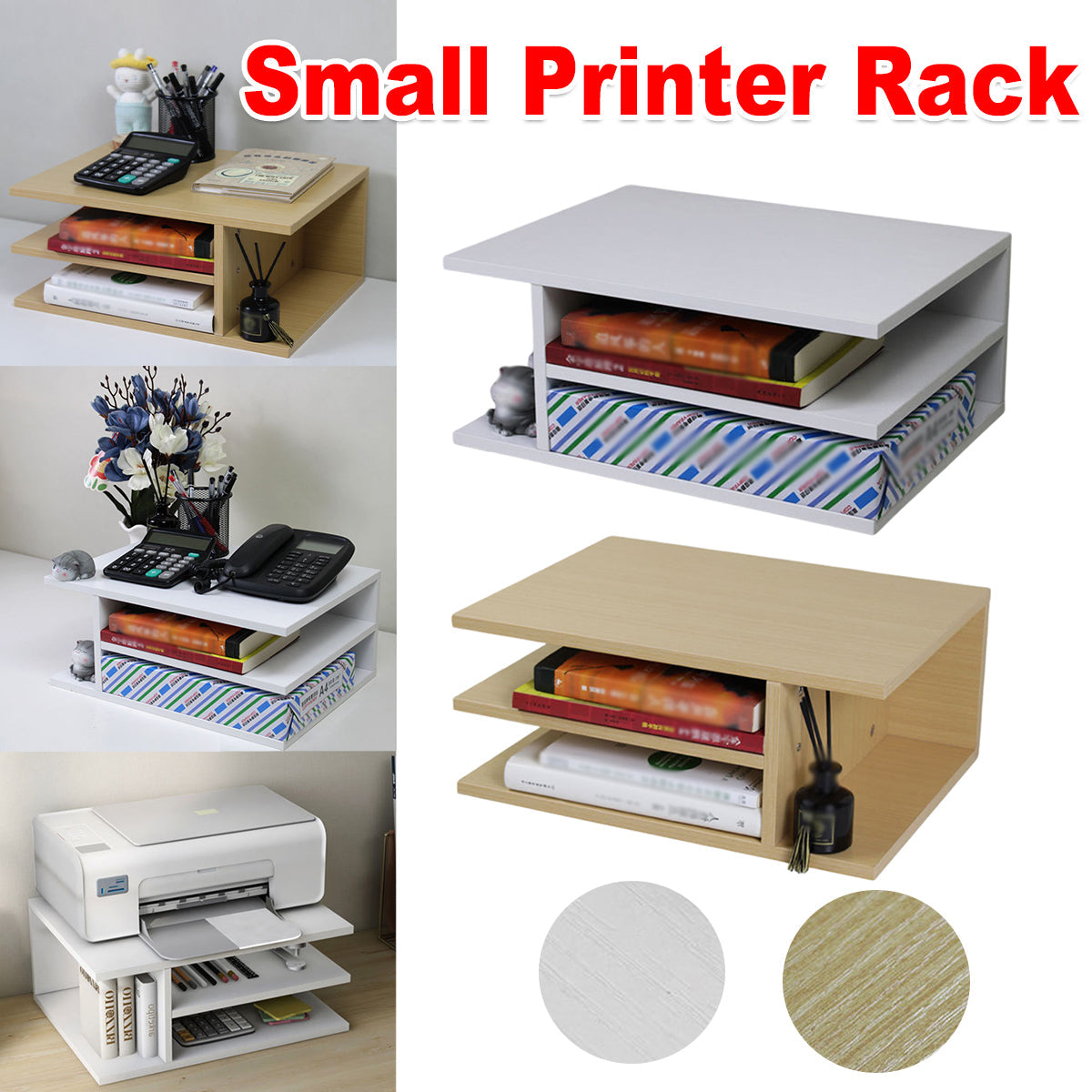 MDF Printer Stand Shelf Two Finishes Set | StorageOZ