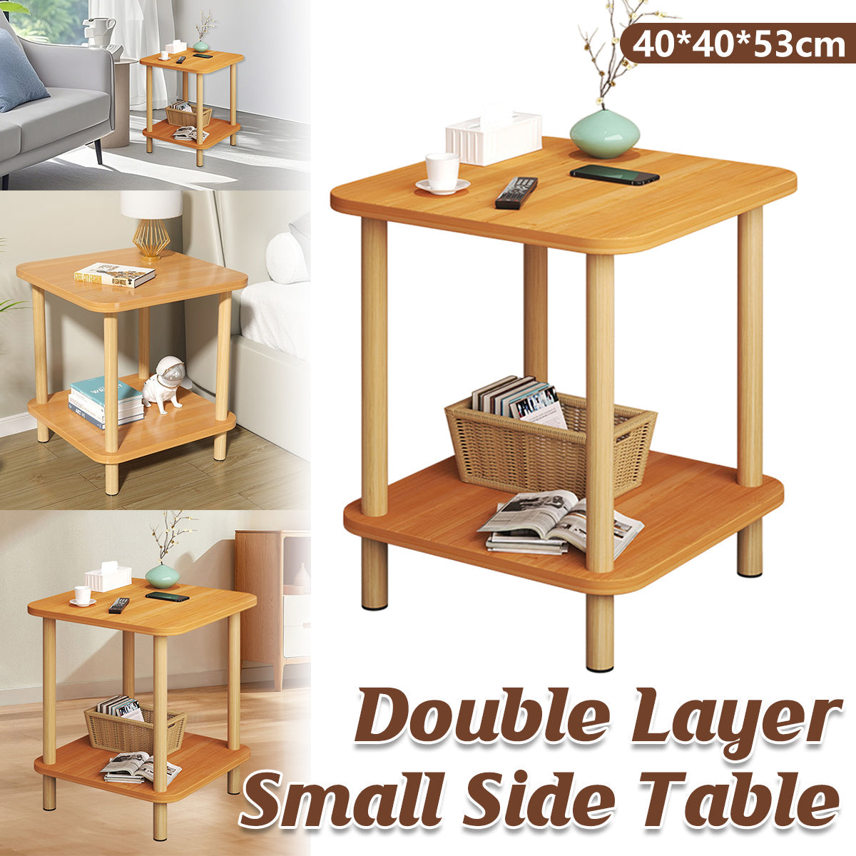2 Tier Wooden Bedside Open Storage Shelf | StorageOZ