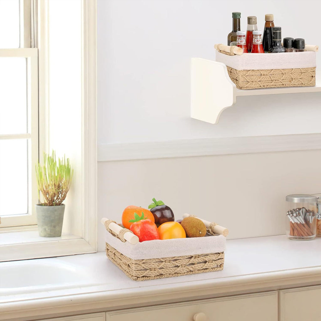 Paper Rope Desktop Basket Two Colours Set | StorageOZ