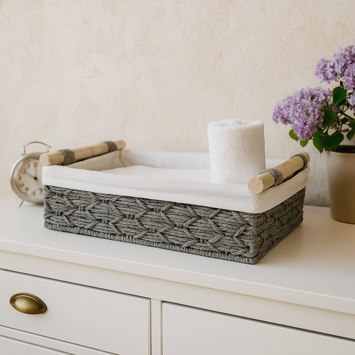 Paper Rope Desktop Basket Two Colours Set | StorageOZ