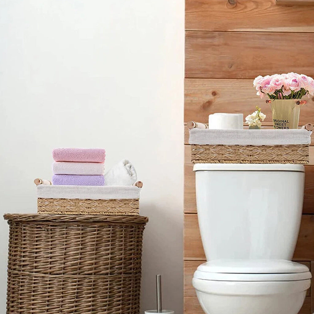 Paper Rope Desktop Basket Two Colours Set | StorageOZ
