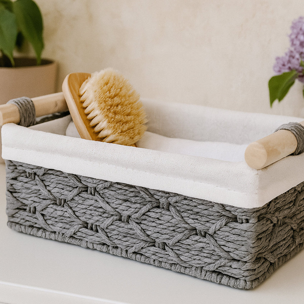 Paper Rope Desktop Basket Two Colours Set | StorageOZ