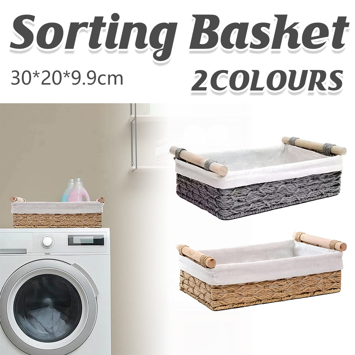 Paper Rope Desktop Basket Two Colours Set | StorageOZ