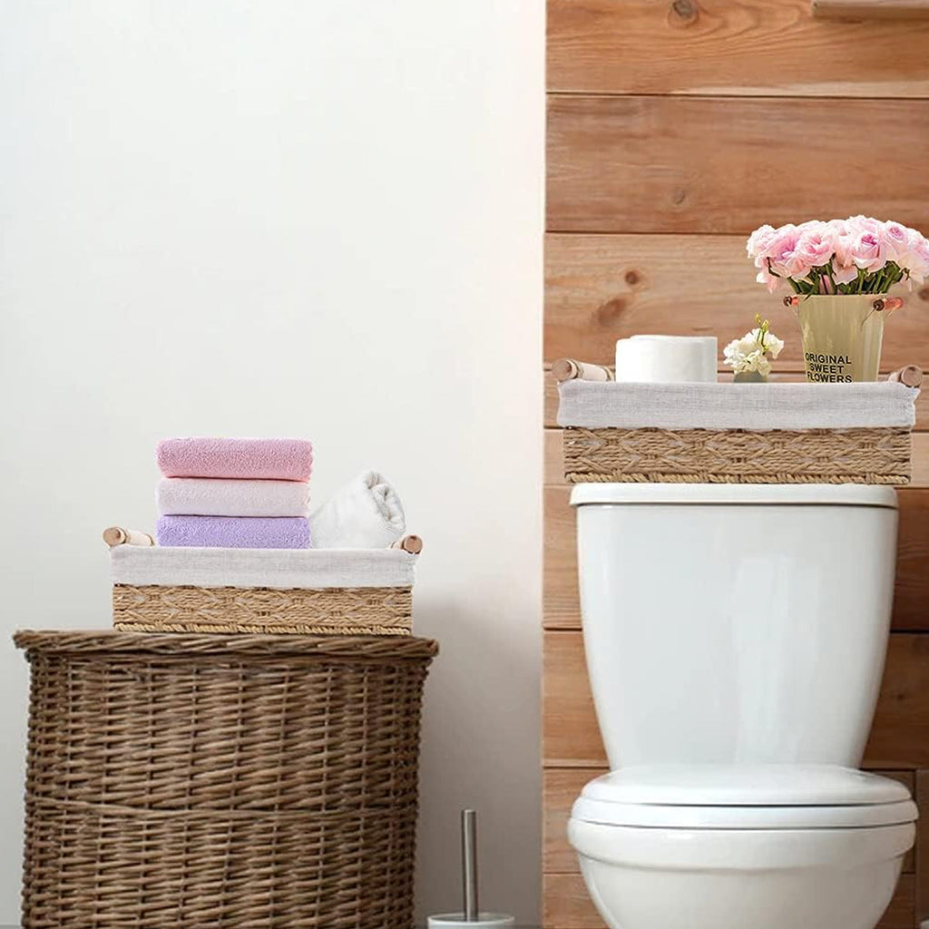 Paper Rope Desktop Basket Two Colours Set | StorageOZ