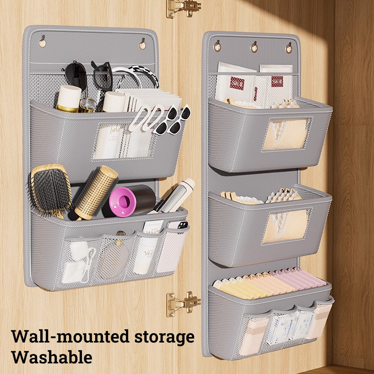 Grey Hanging Wall Storage Bag Two Heights | StorageOZ