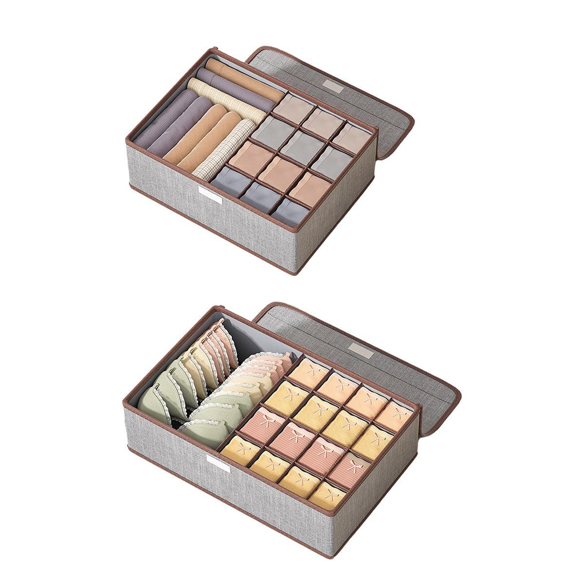2 Pcs Cotton Linen Underwear Boxes Two Colours | StorageOZ