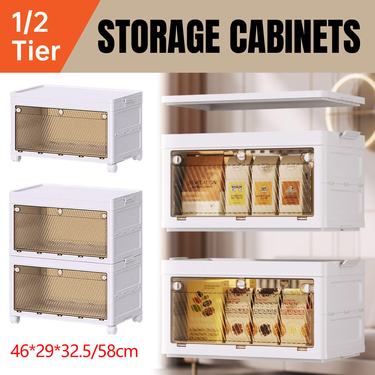 46cm Foldable Storage Cabinet Two Heights | StorageOZ