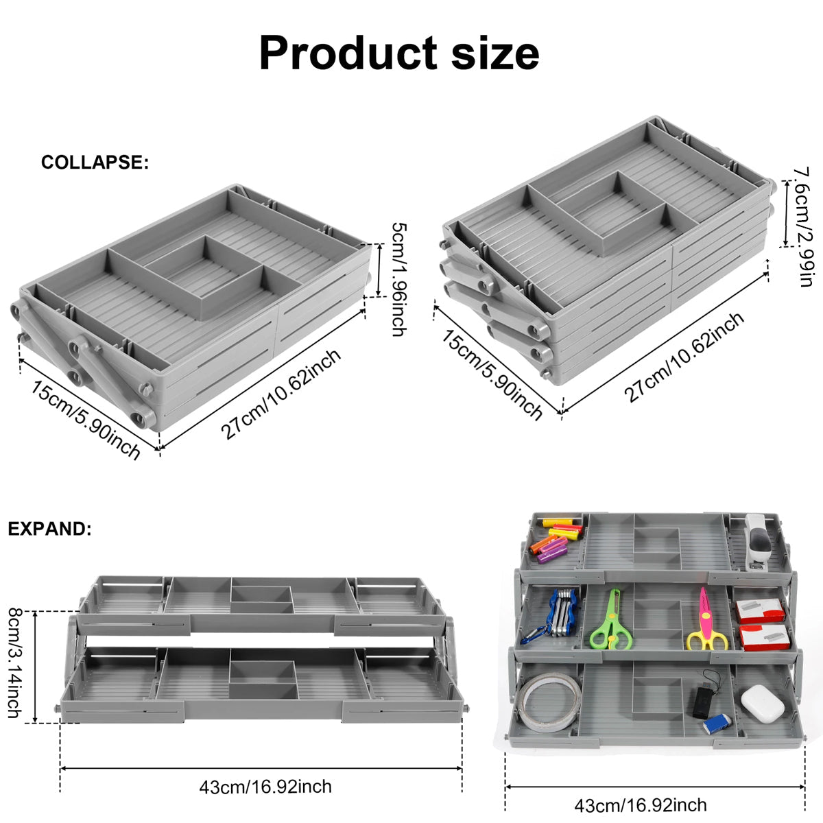 Foldable Jewellery Drawer Organiser Two Heights | StorageOZ