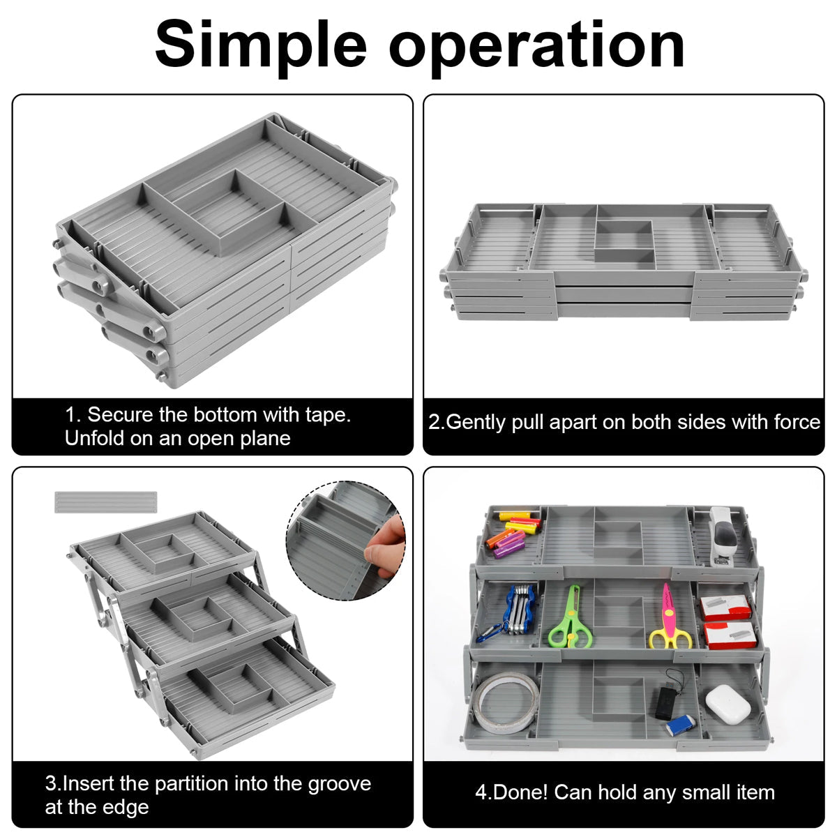 Foldable Jewellery Drawer Organiser Two Heights | StorageOZ