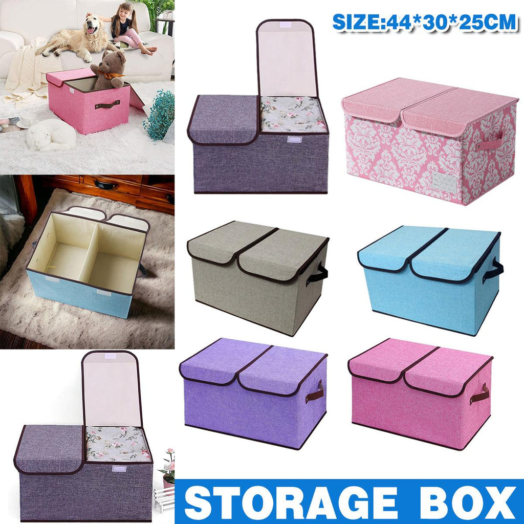 Double Lid Fabric Storage Box Six Colours | StorageOZ