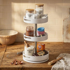 3 Tier 360 Rotating Storage Rack White Spice Cosmetic Organiser Turntable