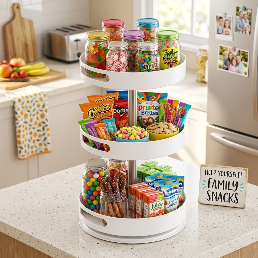 3 Tier 360 Rotating Storage Rack White Spice Cosmetic Organiser Turntable