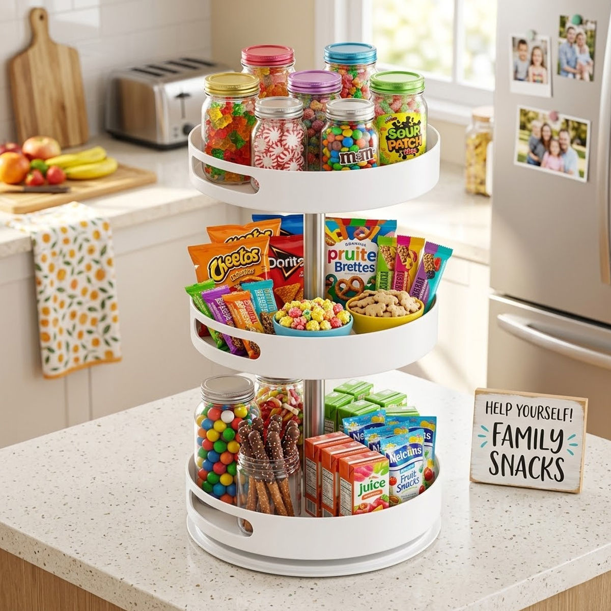 3 Tier 360 Rotating Storage Rack White Spice Cosmetic Organiser Turntable