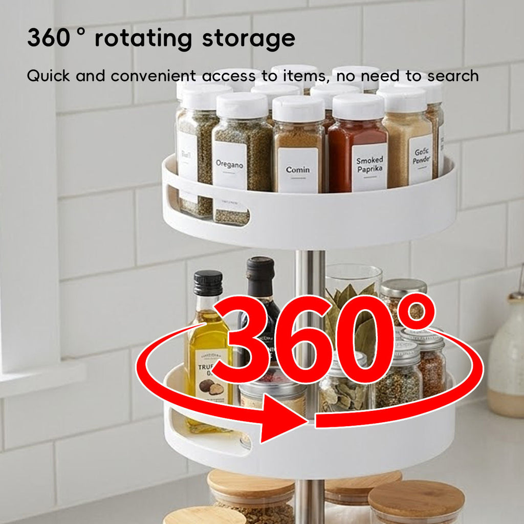 3 Tier 360 Rotating Storage Rack White Spice Cosmetic Organiser Turntable