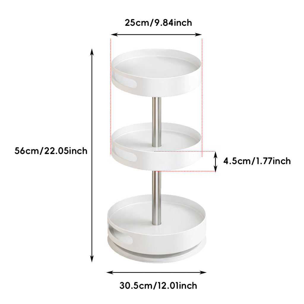 3 Tier 360 Rotating Storage Rack White Spice Cosmetic Organiser Turntable