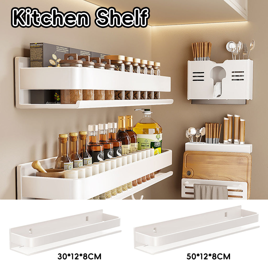 White Steel Kitchen Wall Shelf Two Widths | StorageOZ