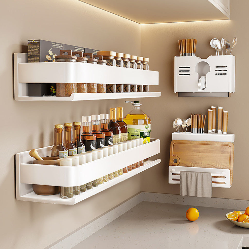 White Steel Kitchen Wall Shelf Two Widths | StorageOZ