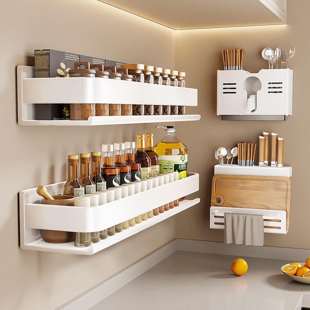 White Steel Kitchen Wall Shelf Two Widths | StorageOZ