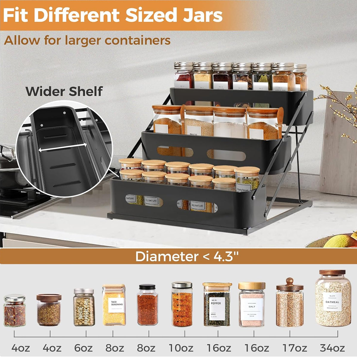 3 Tier Counter Spice Rack Three Colours Set | StorageOZ