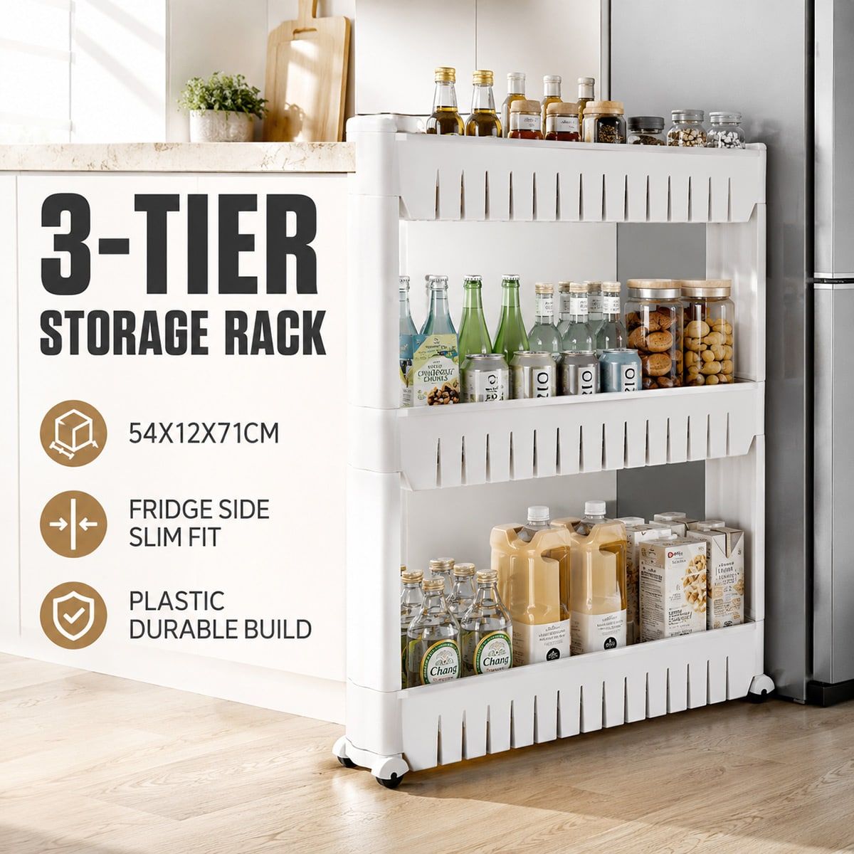 White 3 Tier Storage Rack Home Organiser | StorageOZ