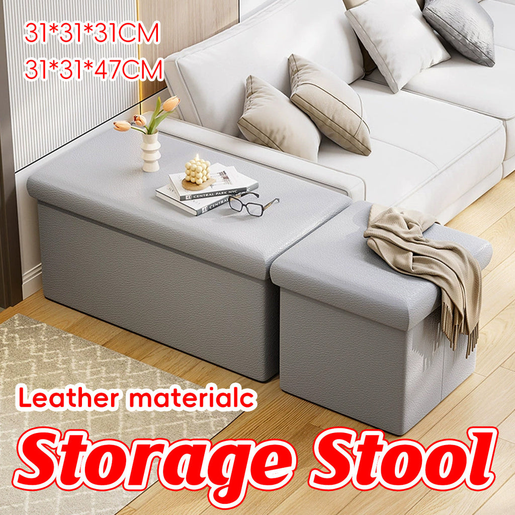 Grey Storage Stool Bench Two Capacities Set | StorageOZ