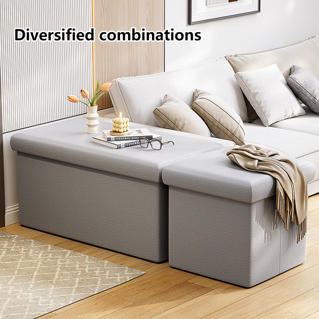 Grey Storage Stool Bench Two Capacities Set | StorageOZ