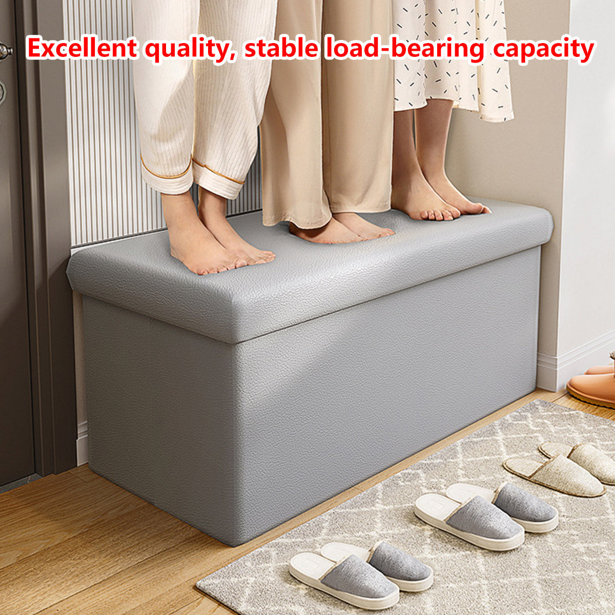 Grey Storage Stool Bench Two Capacities Set | StorageOZ