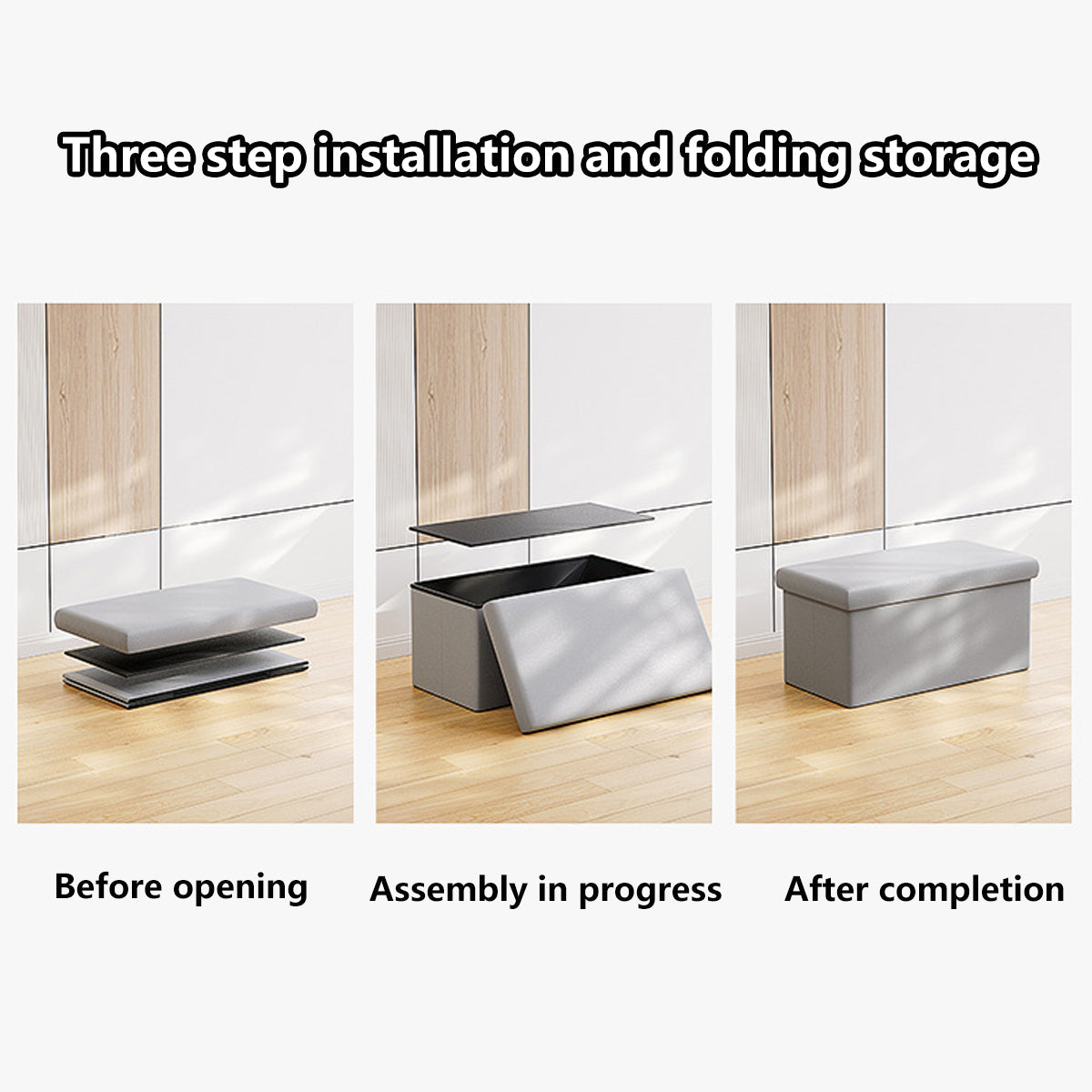 Grey Storage Stool Bench Two Capacities Set | StorageOZ