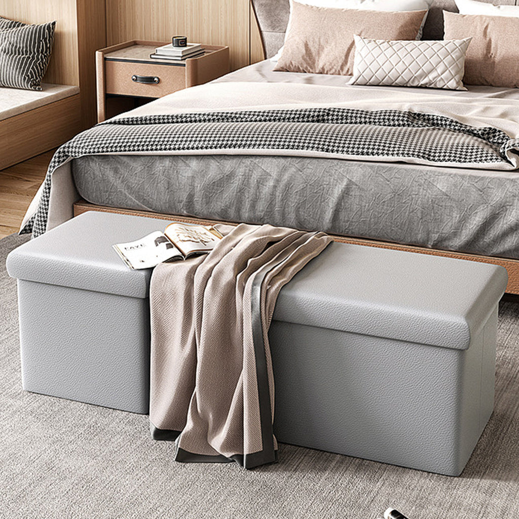 Grey Storage Stool Bench Two Capacities Set | StorageOZ