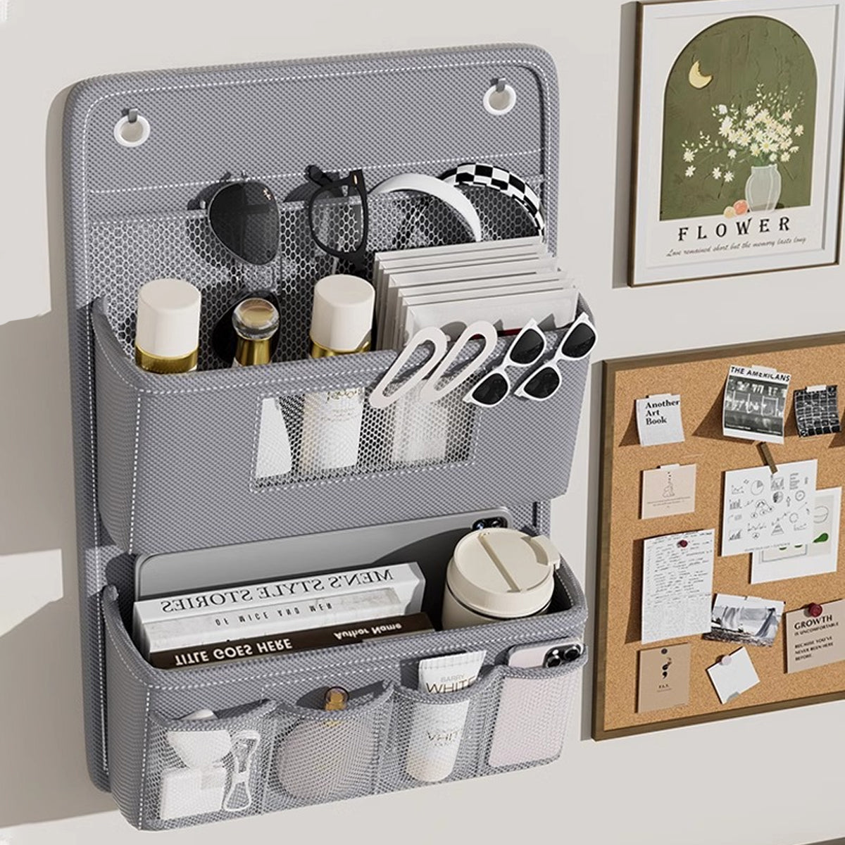 Grey Hanging Wall Storage Bag Two Heights | StorageOZ