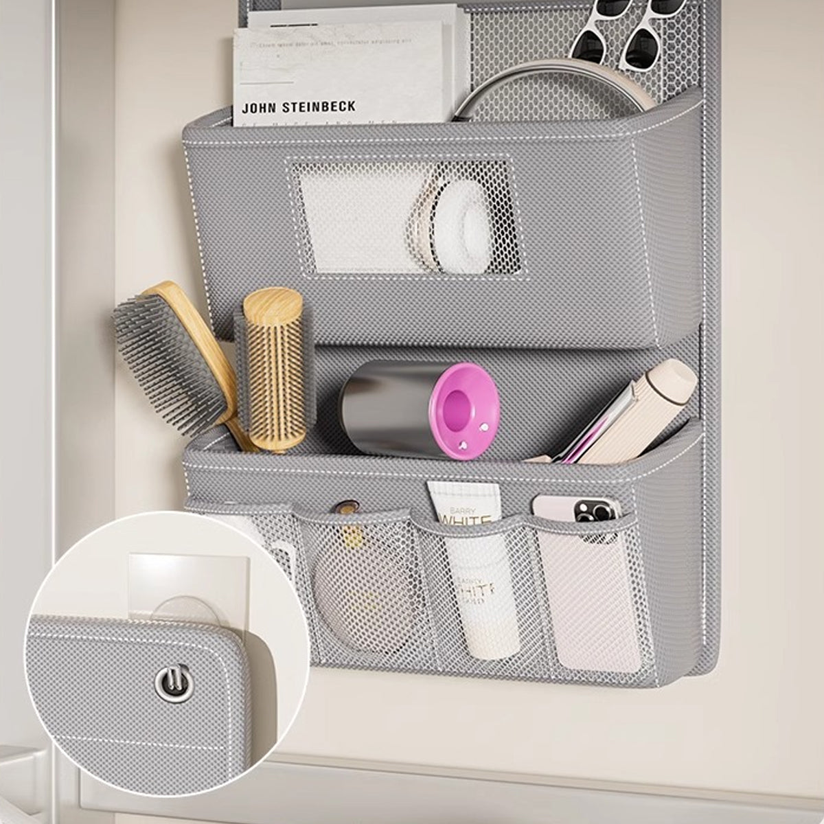 Grey Hanging Wall Storage Bag Two Heights | StorageOZ