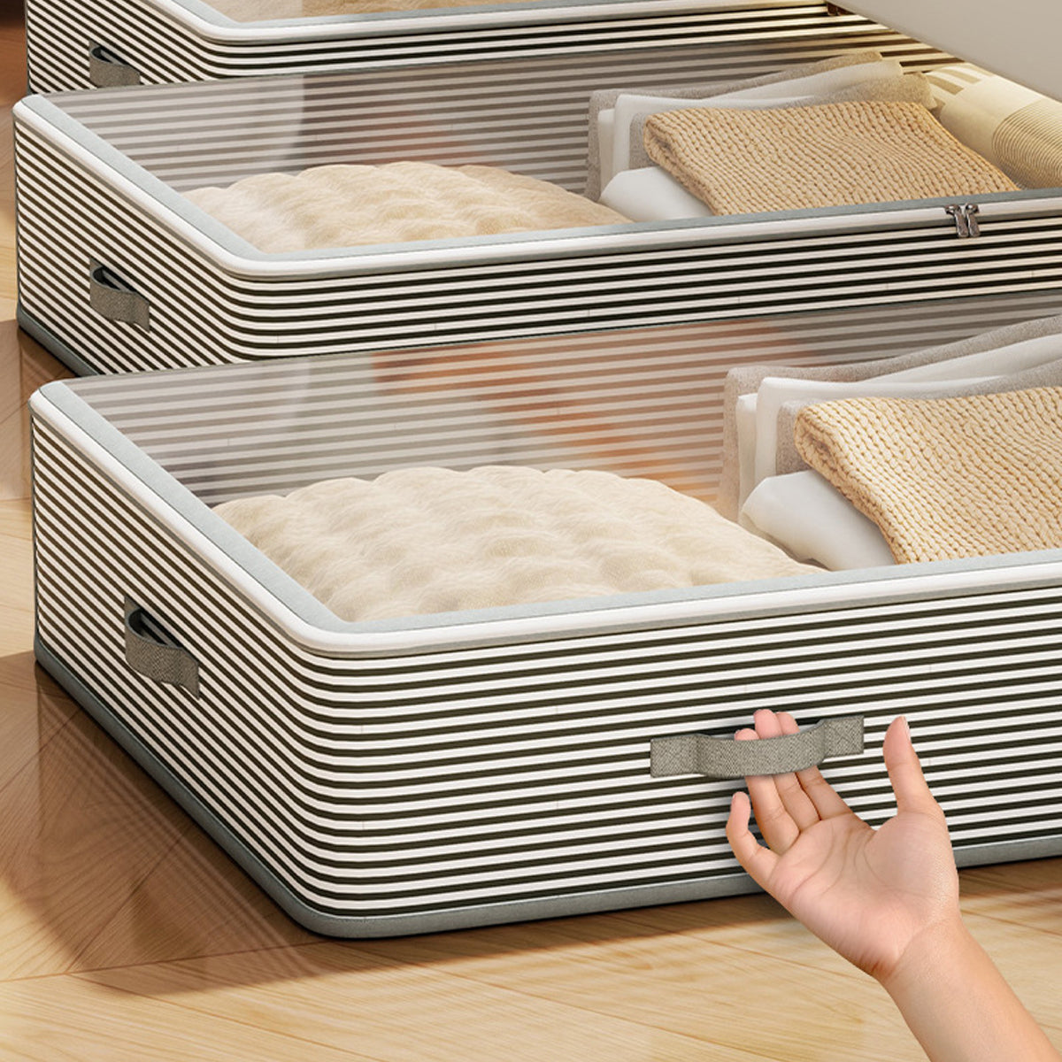 Under Bed Fabric Storage Bin Two Sizes Set | StorageOZ