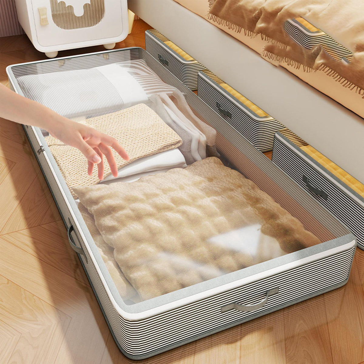 Under Bed Fabric Storage Bin Two Sizes Set | StorageOZ
