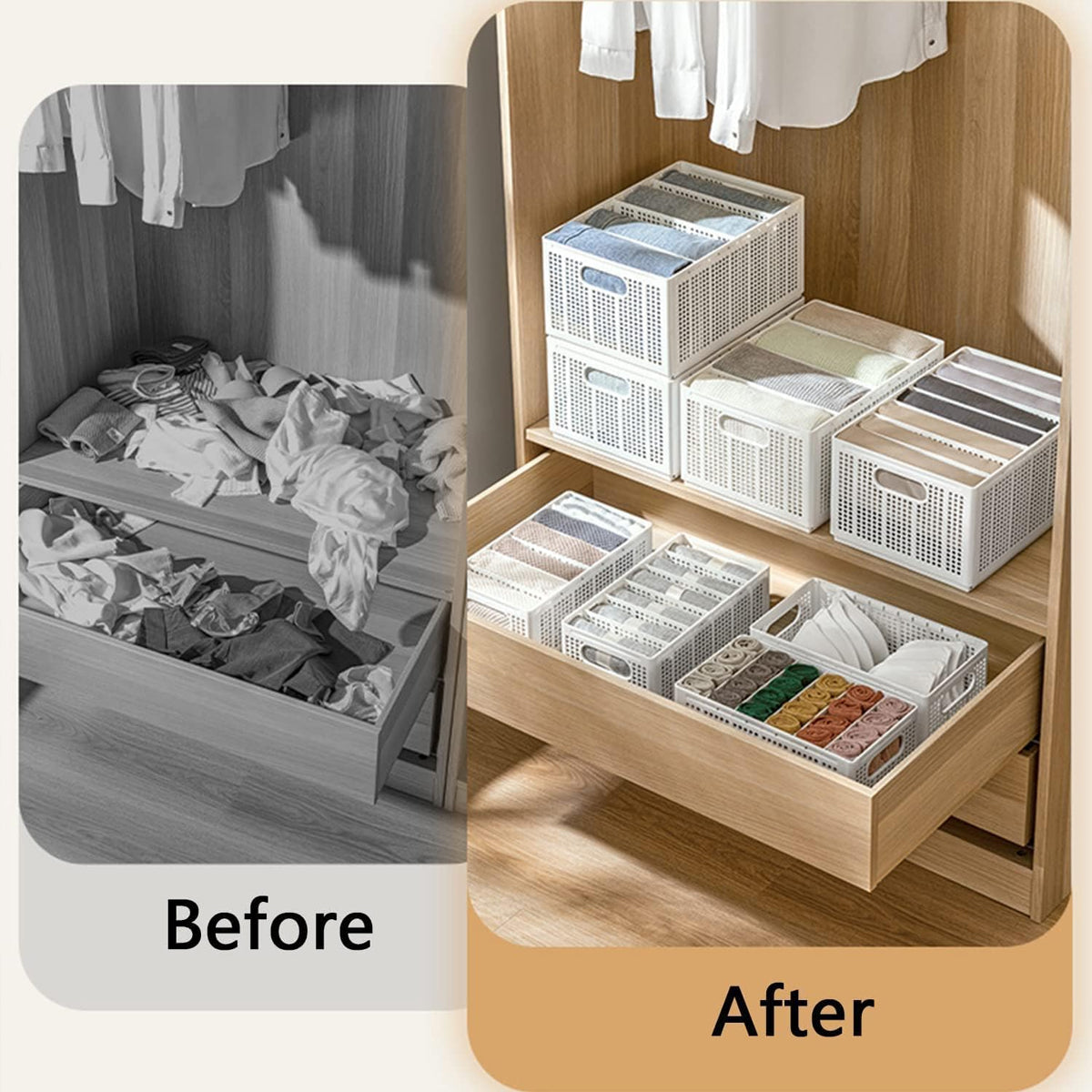Collapsible Divider Basket Two Sizes Set | StorageOZ