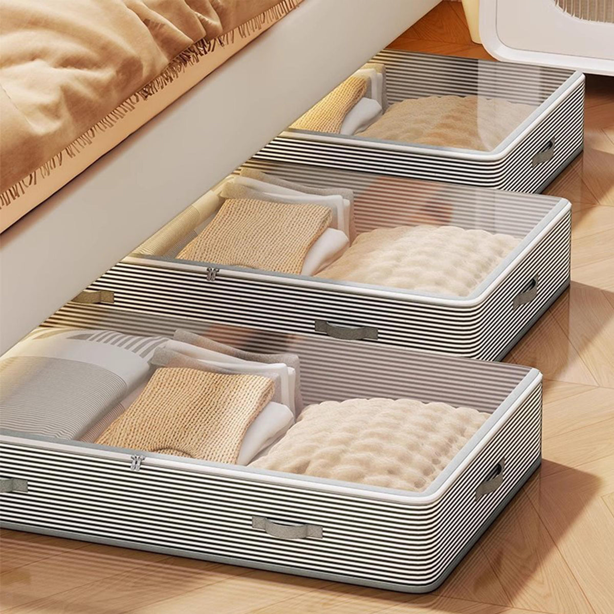 Under Bed Fabric Storage Bin Two Sizes Set | StorageOZ
