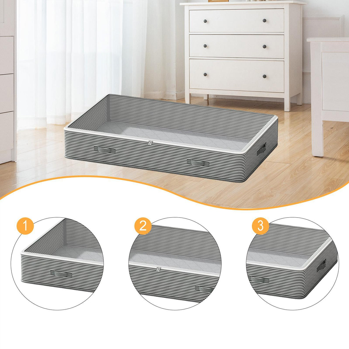 Under Bed Fabric Storage Bin Two Sizes Set | StorageOZ