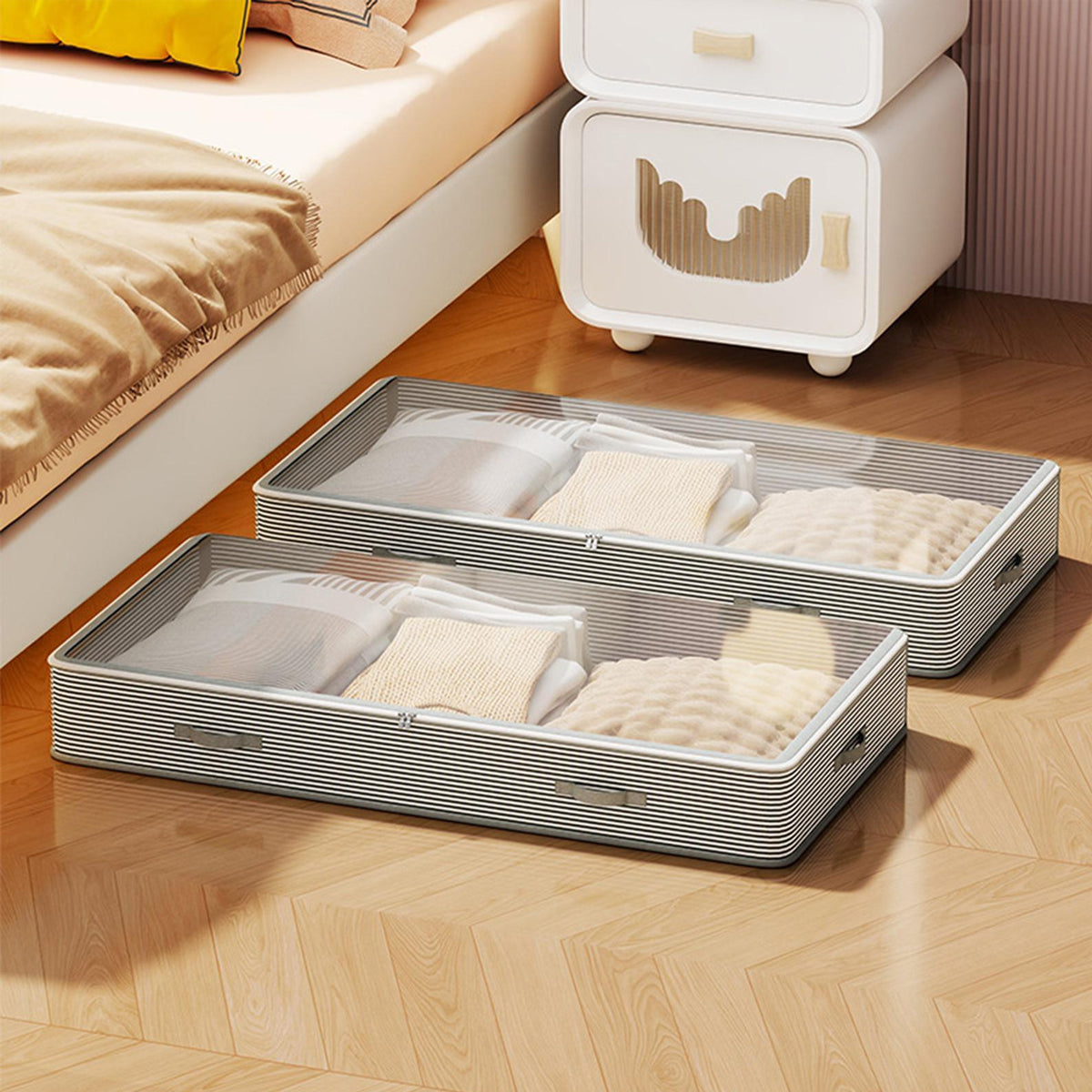 Under Bed Fabric Storage Bin Two Sizes Set | StorageOZ