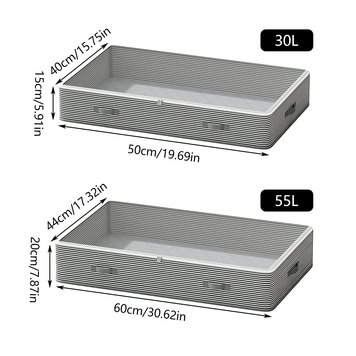 Under Bed Fabric Storage Bin Two Sizes Set | StorageOZ